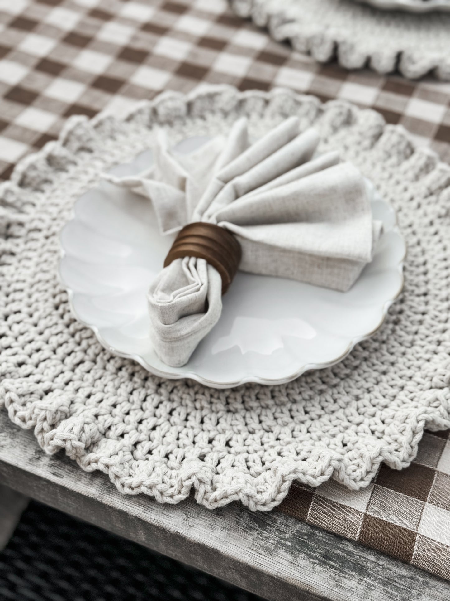 Ruffled Edge Crochet Placemats- Set of 4