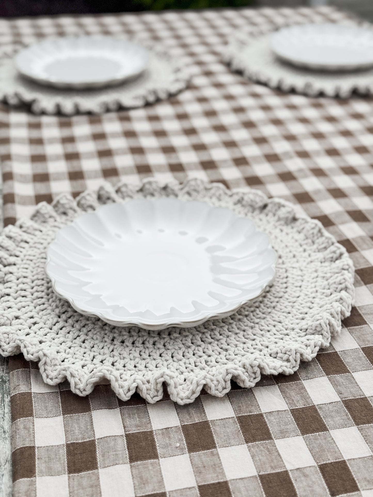 Ruffled Edge Crochet Placemats- Set of 4