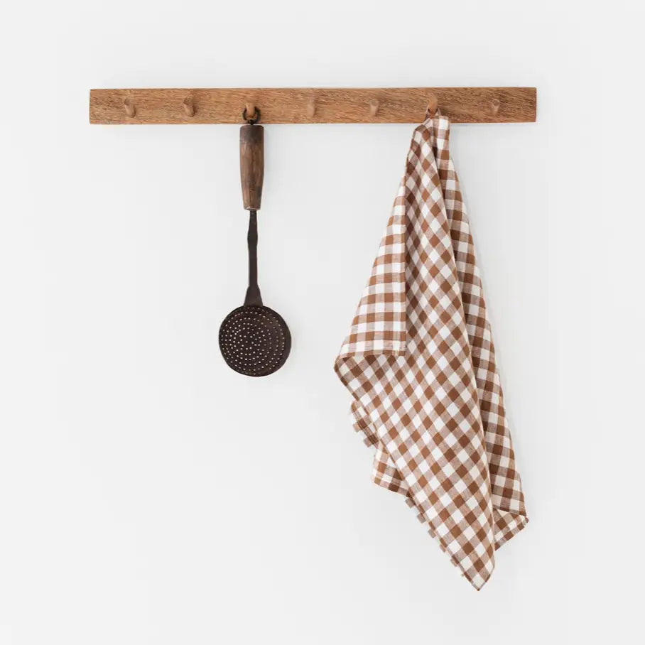 Linen Gingham Tea Towel- Cinnamon