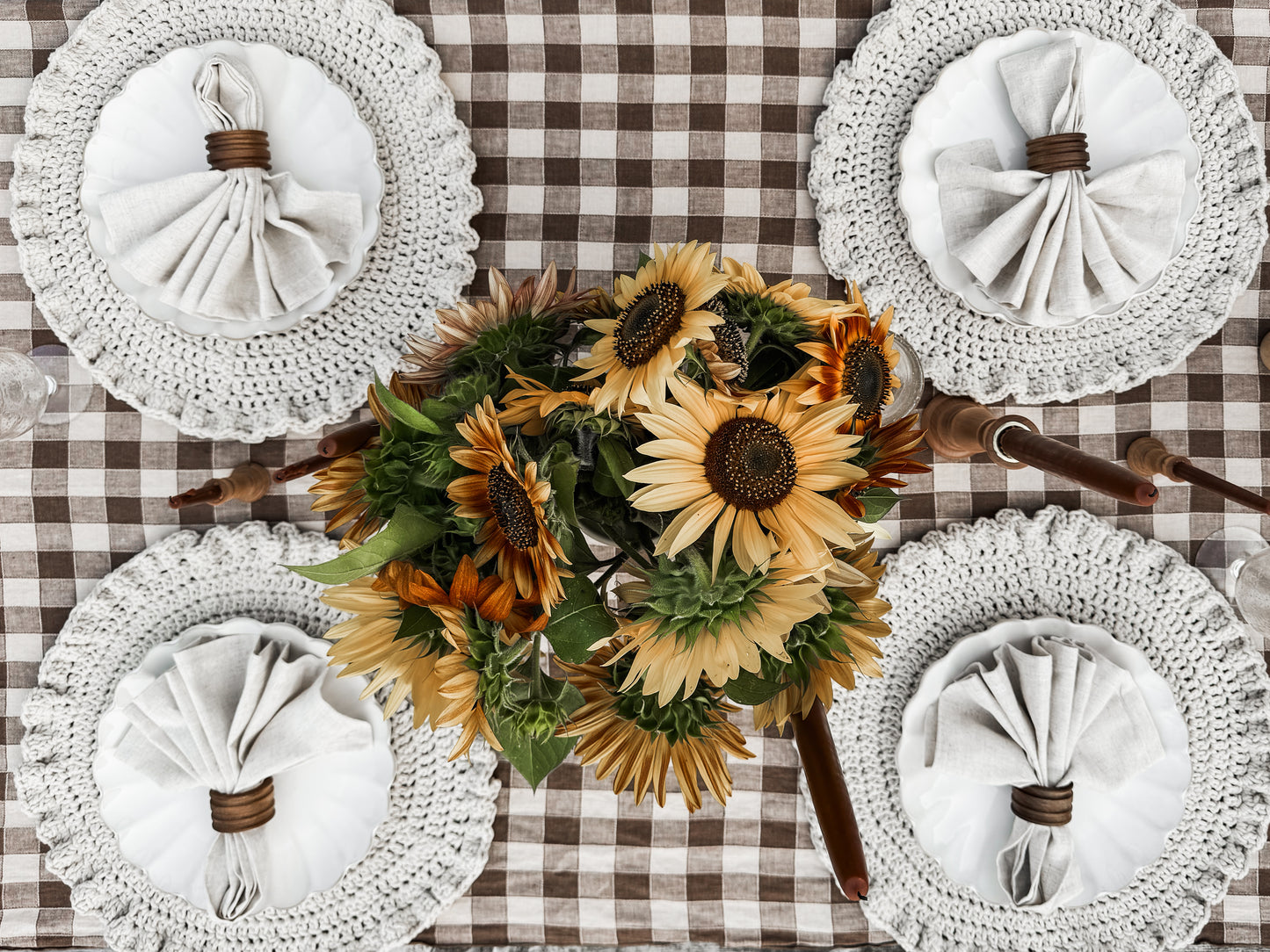 Ruffled Edge Crochet Placemats- Set of 4