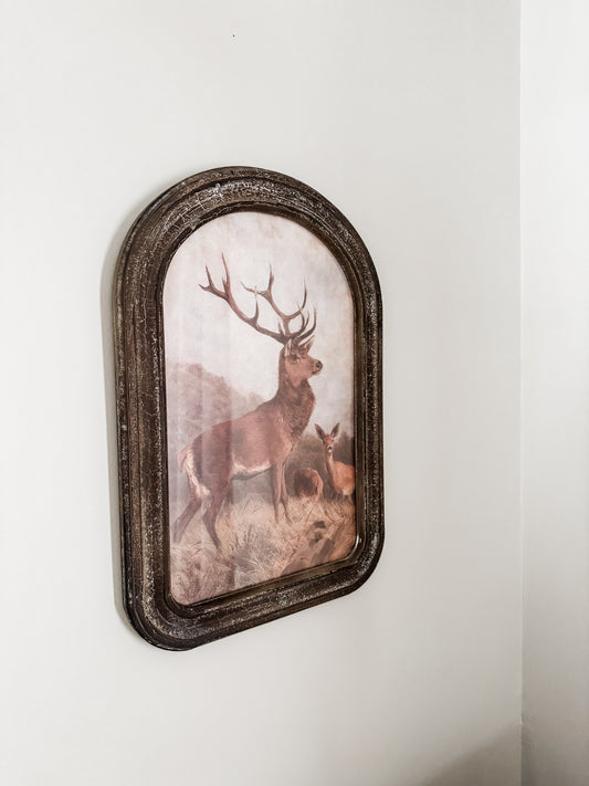 Antlered Deer Arched Frame Wall Art