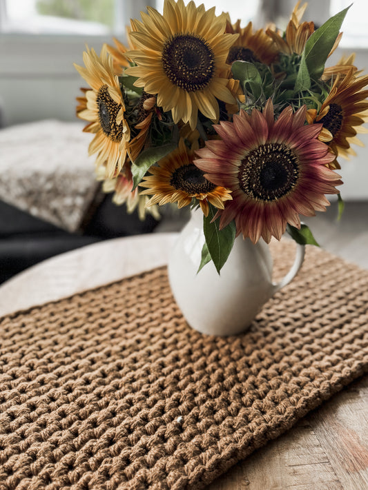 Chunky Knit Table Runner- Gold