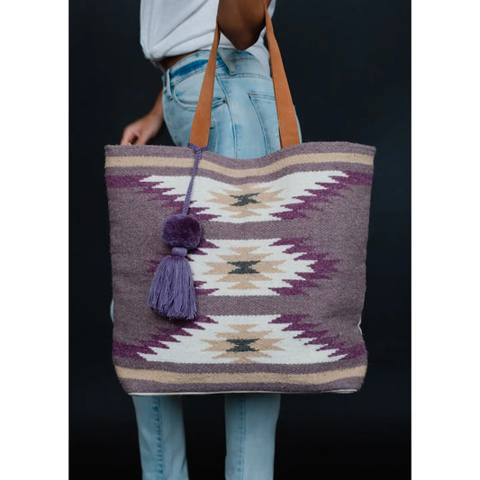 Panache Apparel Lavender & Cream Aztec Tote